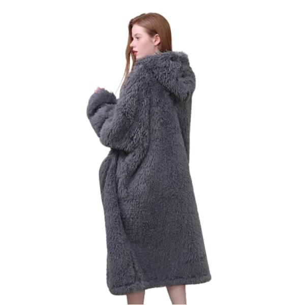Shaggy Oversized Hoodie Sweatshirt Pläd Unisex Storlek Grey