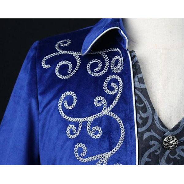 Halloween Miesten Vintage Takki Keskiajan Mekko Blue L