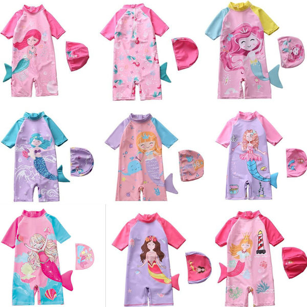 Baby Girl One Piece Baddräkt Soldräkt med hatt color3 90-100cm