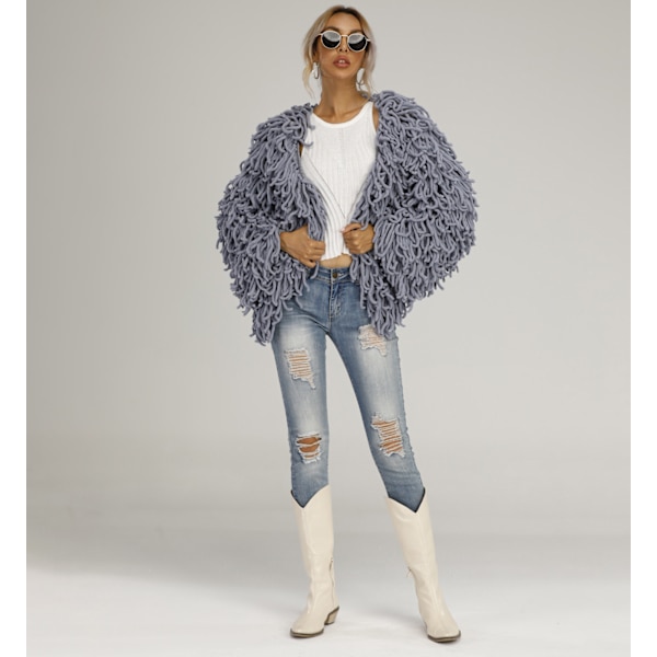 Plush Kjoljacka för Kvinnor Höst och Vinter Grey XL
