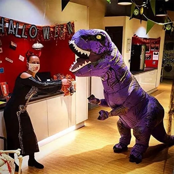 Uppblåsbar Dinosauriekostym för Vuxna, Dinosaurie Uppblåsbar Kostym för Vuxna Purple