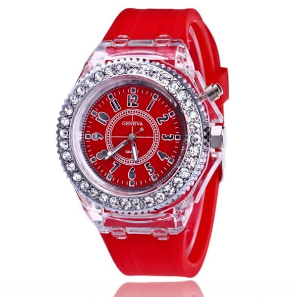 Rhinestone LED Lysende Ur, Sports Digitalt Ur Red