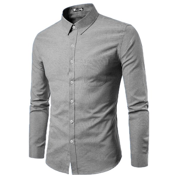 Casual skjorta för män Långärmad Button Down Oxford Textured Dress Shirts GRAY XL