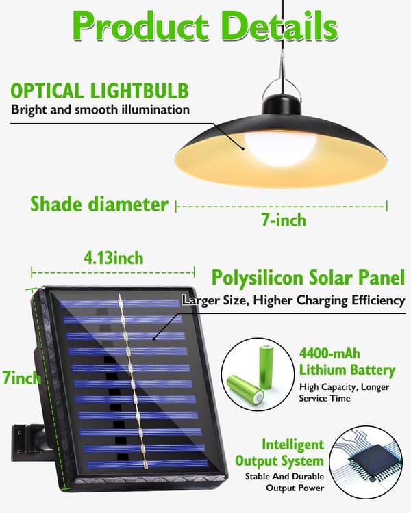 Dobbelt Hode Solhengende Lys, LED Solskurlys Warm  Light