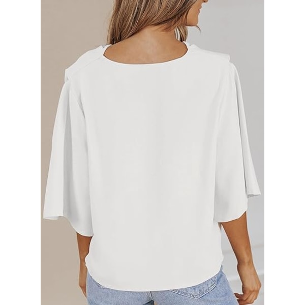 Naisten Blousit ja Topit Lyhythihainen Chiffon-paita ja Topit White M