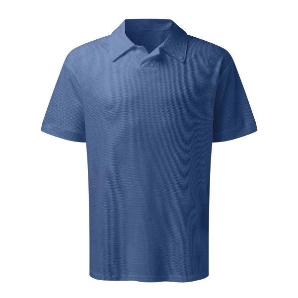 Herrarnas Waffle Knit Polotröja och Shorts Set 2-Delar Outfit Sommar Kostym Navy L