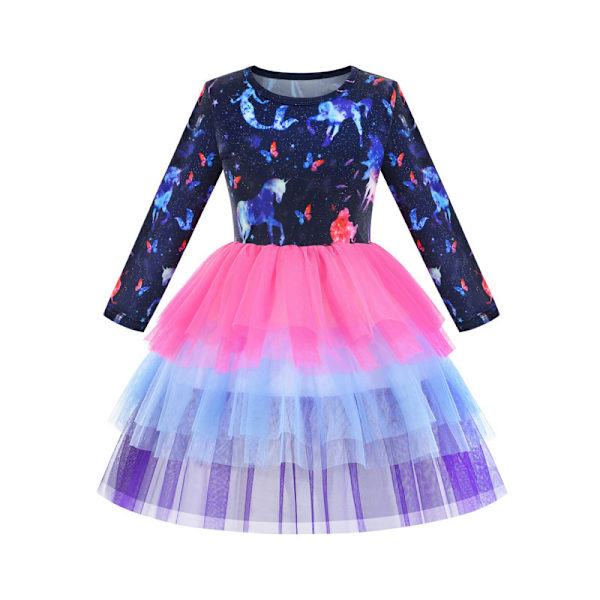 Små flickor Toddler Långärmade Flower Party Tutu Klänningar color3 140cm