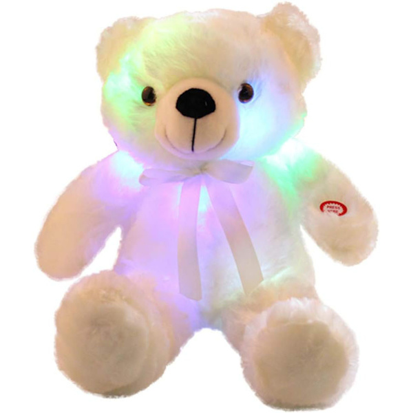 Kreativ LED-lysende Inductiv Teddybjørn Plyslegetøj white 30cm