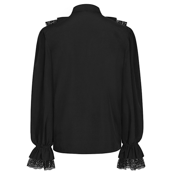 Herre Pirat Skjorte Flæse Renaissance Victorian Vampire Poet Skjorter Black S