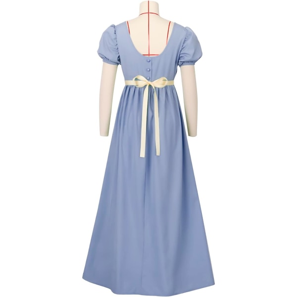 Regency Klänningar för kvinnor med satäng skärp Light Blue 3XL