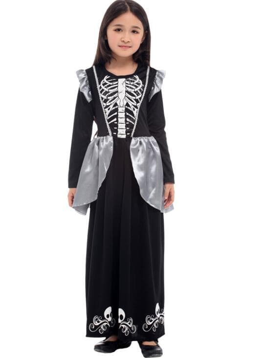 Skelett-Ram Kostym för Flickor Halloween L