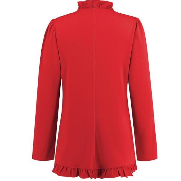 Kvinners Ruffled Lapel Knappelukking Jakke Red M