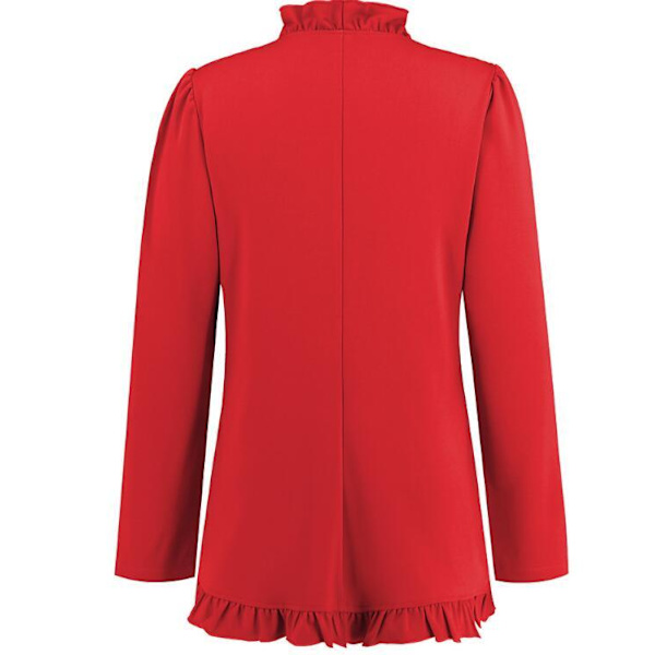 Kvinners Ruffled Lapel Knappelukking Jakke Red XL