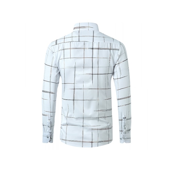 Mænds Plaid Skjorter med Knapper Langærmede Skjorter Wine Red L