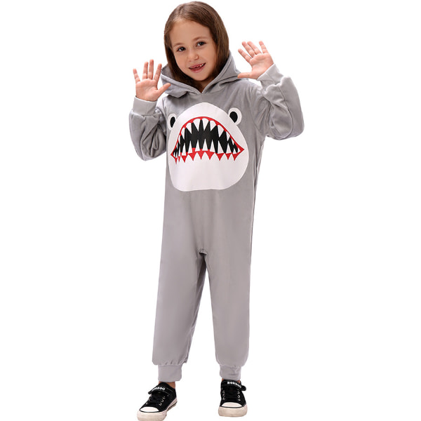 Shark Onesie Barn Djurdräkt Flickor Pyjamas One Piece Plysch nattkläder S