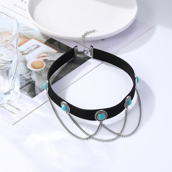 Sammets Choker Halsband, Gothic Punk Halsband Style 3