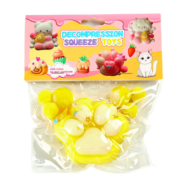 Paw Squishy för Barn och Vuxna, Luddig Katttass Squishy Leksak Yellow