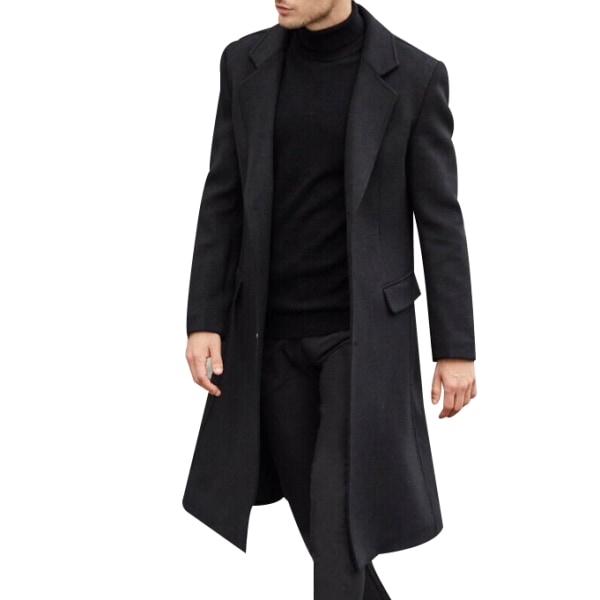 Lång kappa i casual för män black XL