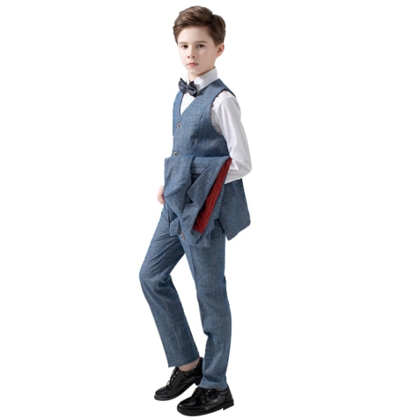 Boys 4-delade kostymer Slim Fit Outfits Väst 100cm