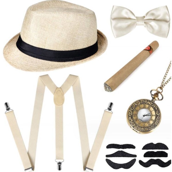 1920-luvun Miesten Asusteet Teemajuhliin Beige