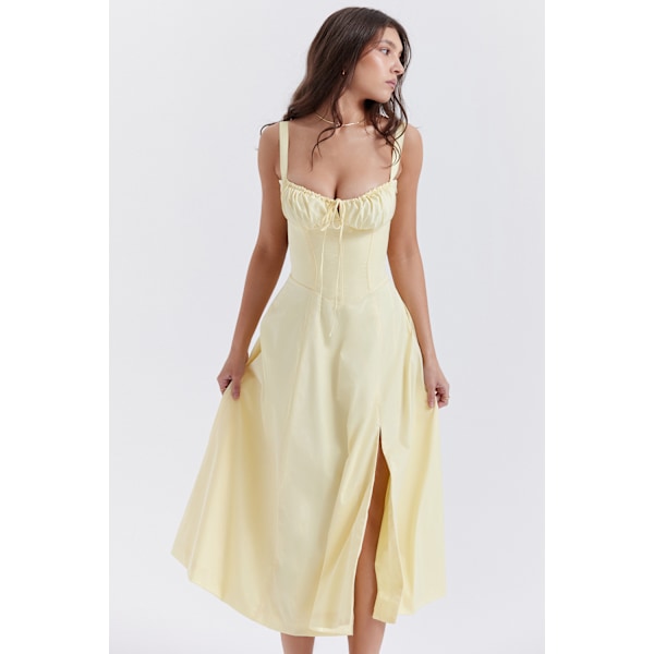 Dam Summer Grimma Smocked Maxiklänning Slit Grimma Klänningar Light yellow L