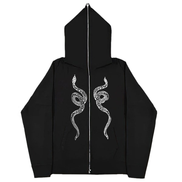 Y2k Skeleton Full Zip Up Hoodies Dam Herr Strass Skull Sweatshirt med grafiskt print style 2 XL