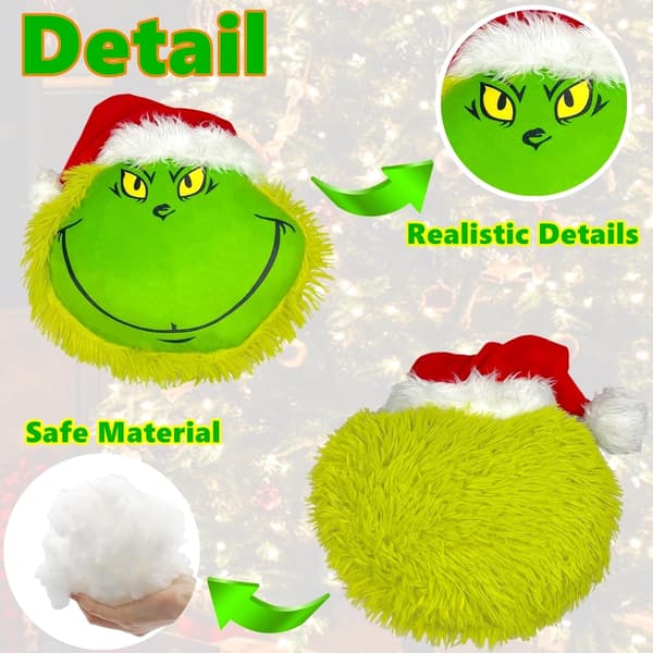 Fluffig grön Grinch julgransdekoration Head