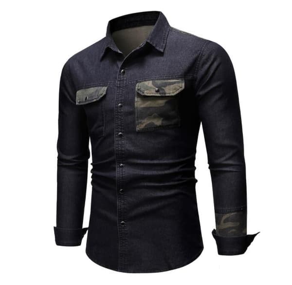 Långärmade casual för män black L
