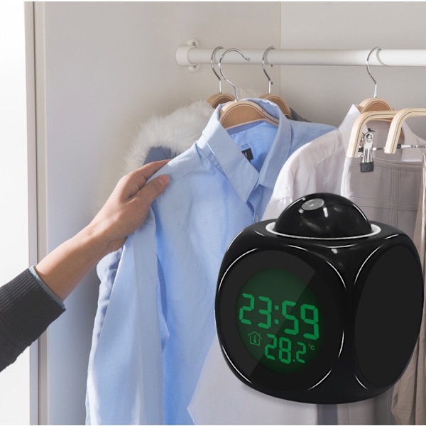 Projektionsväckarklocka för sovrum black