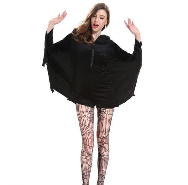 Halloween Kostume til Kvinder - Bat Kjole med Strømper m