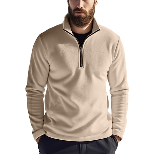 Fleeceforet Halv Zip Trøjer til Mænd Mock Neck Pullover Trøje Black S