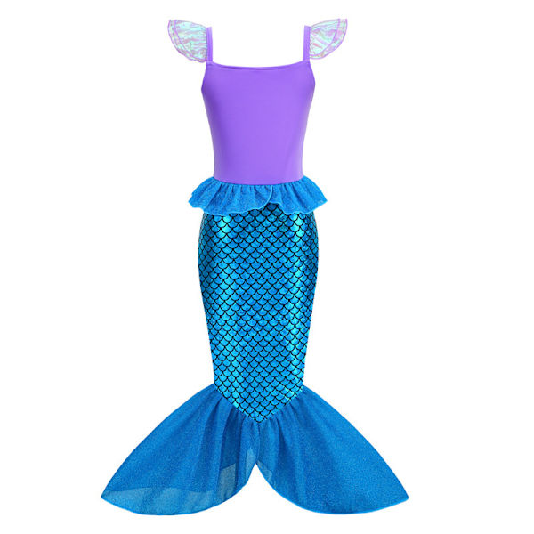 Pienen Tytön Merenneitoasu Prinsessapuku Puku Leikki Halloween Cosplay Asuste Blue 100