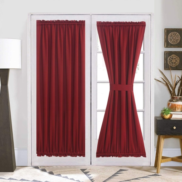 1 ST. Uteplatsdörr Gardin Panel Rum Mörkning Mörkläggningsgardin Draperier Burgundy 52*72inch