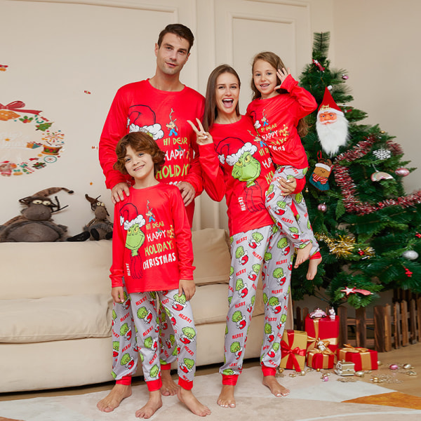 Grinch Julepyjamas - Matchende Familiepyjamas til Voksne og Børn Kid 4T