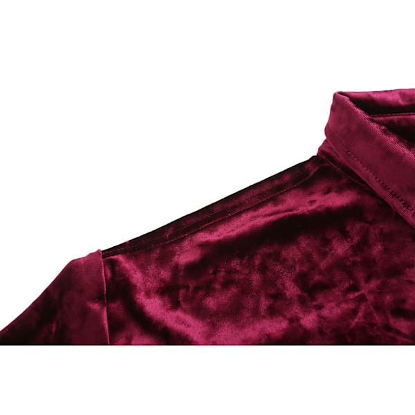 Miesten pitkähihainen samettipaita, napitettava kaulus Red XL