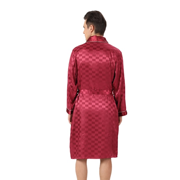 Mænds silkebadekåbe i to dele med firkantet, langærmet badekåbe Burgundy XL