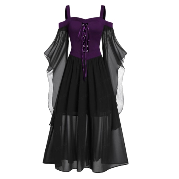 Gotisk punkklänning för kvinnor Cosplayklänning black purple L