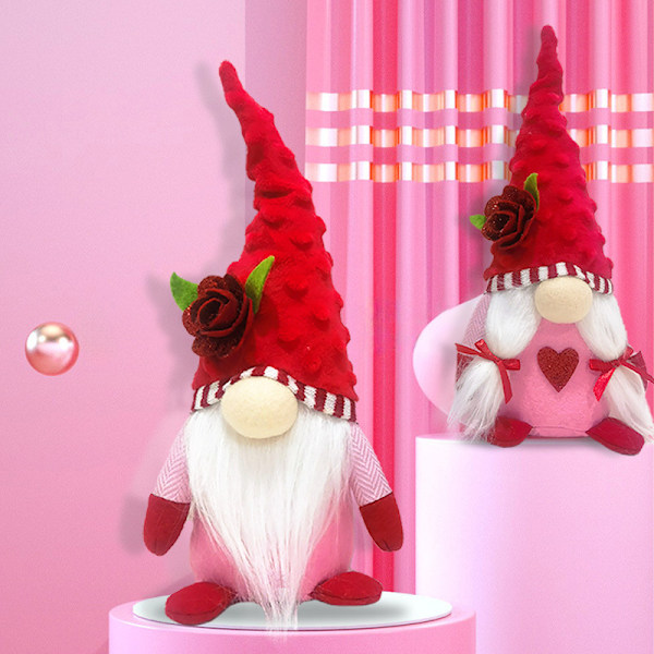 Valentinsdag Nisse Dekorationer, Håndlavede Skandinaviske Tomte Valentinsnisser mustache model