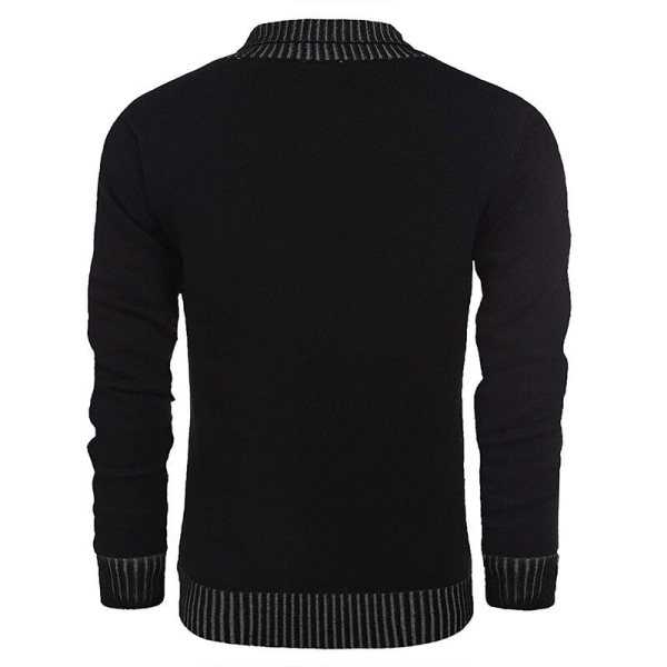 Män Casual Knit Pullover Sweatshirt Thermal tröja black XXL