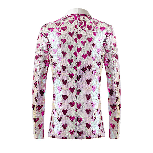 Stilig hjertetrykt sequin smokingjakke for menn XS