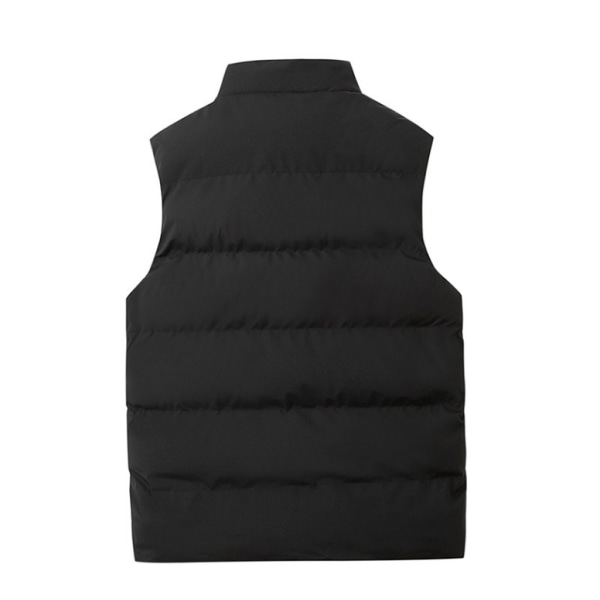 Män Casual Stand krage väst Vadderad jacka väst black XL