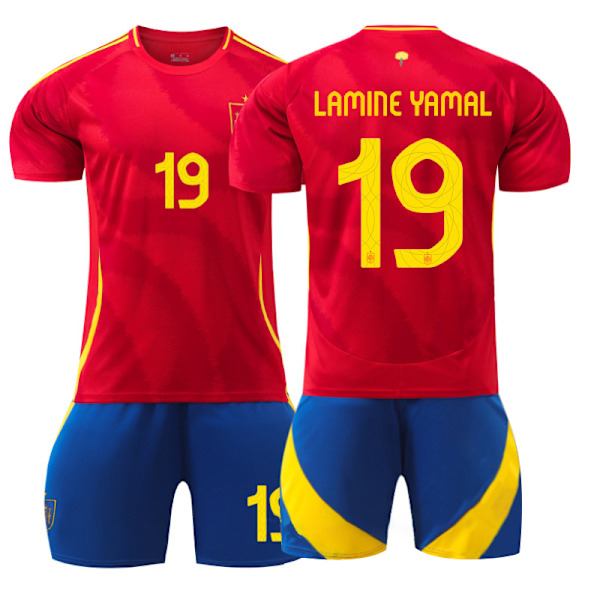 2024 No. 19 Kotipunainen Lasten Jalkapallopaitasetti 26#