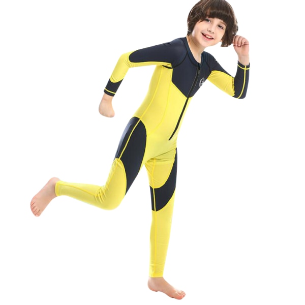 Dykardräkt för barn med dragkedja baktill för simning yellow-boy 2XS