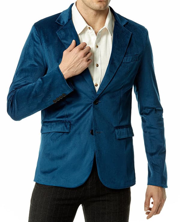 Herrjacka i sammetsblazer med två knappar Blue M