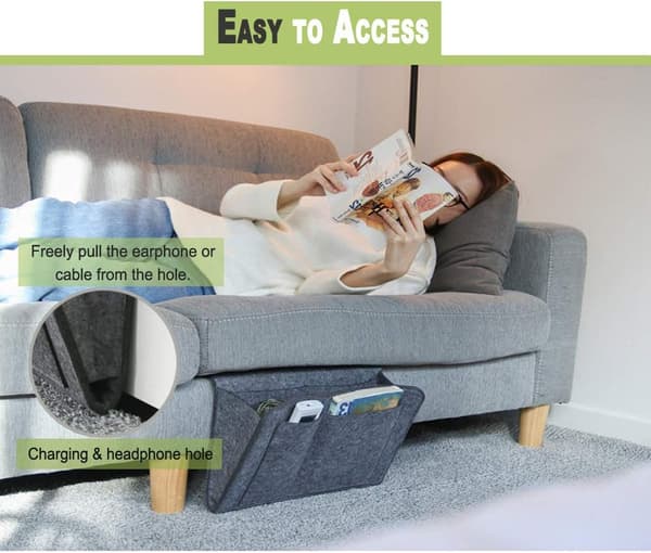 Stor Filt Senge Caddy med 5 Lommer Light Grey