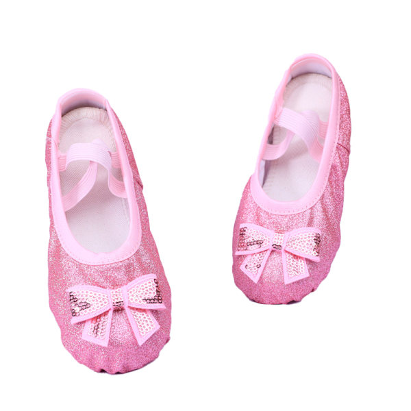 Pige Ballet Sko Glitter Split-Sole Dansesko Pink 25