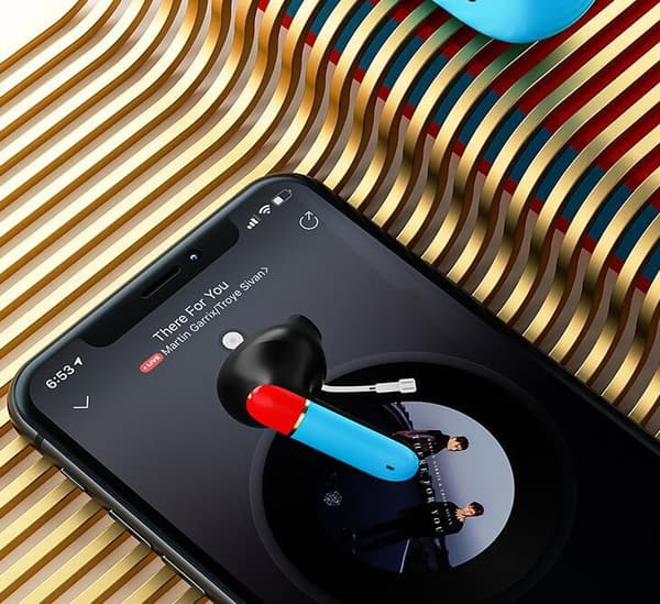 Trådlösa Bluetooth-hörlurar In-Ear Stereo Headset Red