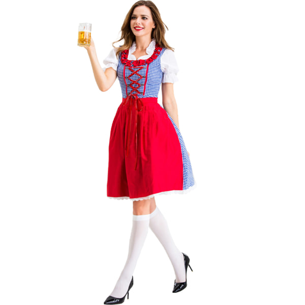Damkläder Oktoberfestklänning Tysk Dirndlklänning 2-delad för Bayerisk Karneval S
