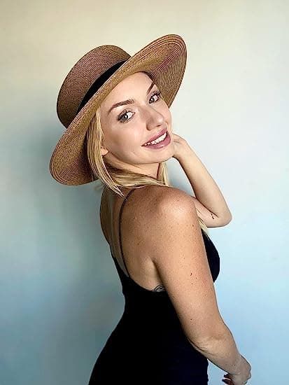 Kvinnor Bred Brätte Straw Panama Sun Hat Khaki