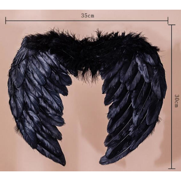 Aikuisten Lasten Enkelinsiivet Ilmainen Keppihiuspanta Black 35*30CM